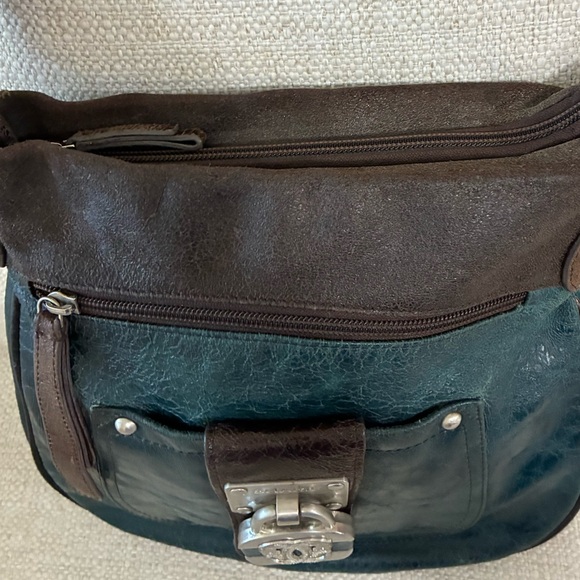 Americana By Sharif Teal &Brown
 Soft Lthr Crossbody /Shoulder
Bag - Picture 4 of 15